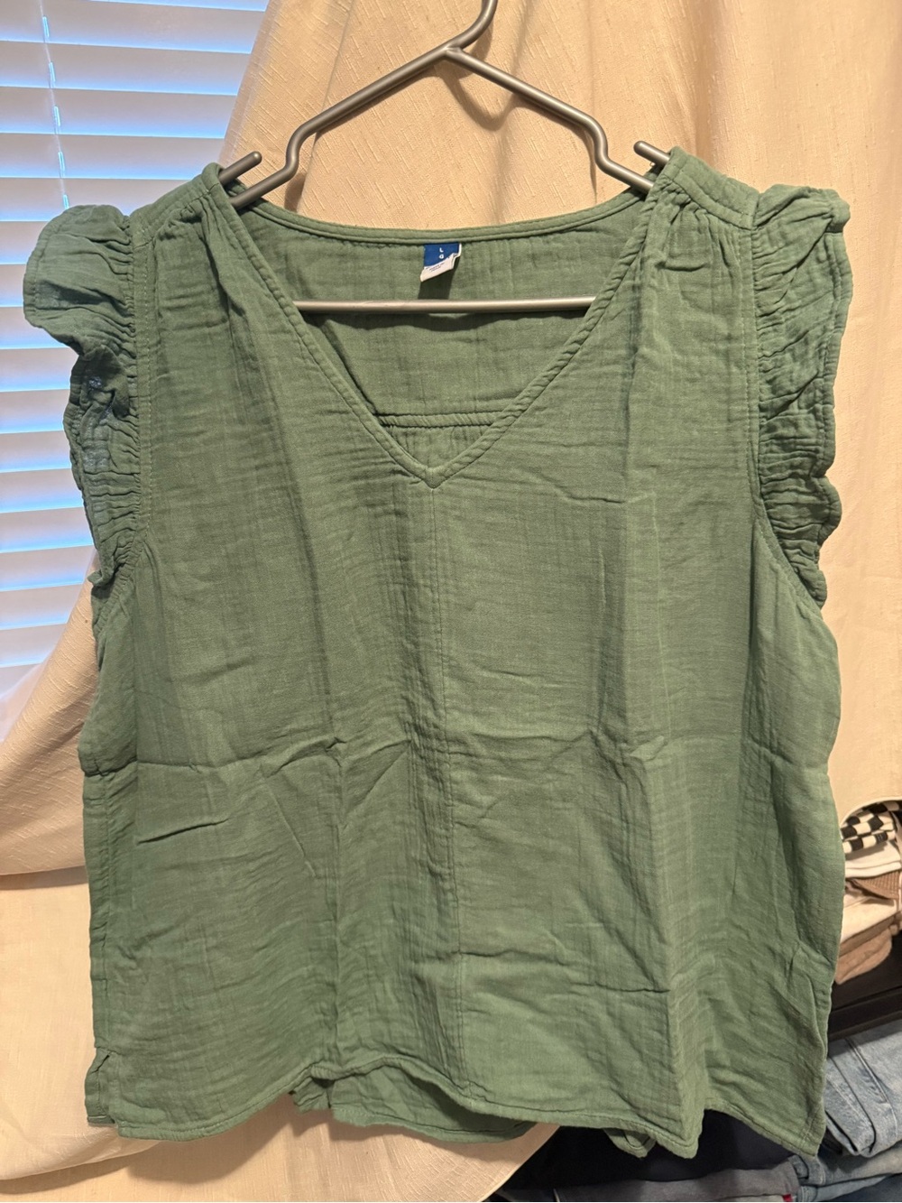 Old Navy Sage Green V-Neck Ruffle Sleeve Camisole